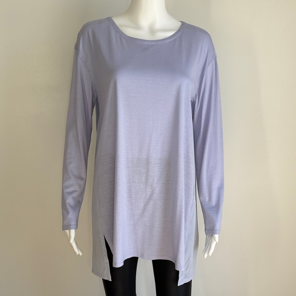 Eileen Fisher Silk Cotton Jersey Tunic in Hyacinth Lilac – Small
